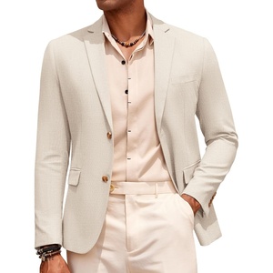 image:imageCOOFANDY Mens Casual Linen Blazer Jacket Lightweight Two Button Sport CoatLight Khaki