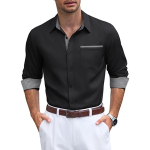 image:imageCOOFANDY Mens Dress Shirt Long Sleeve Button Down Shirt Wrinkle Free CasualBlackstripes