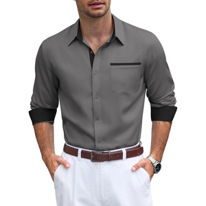 image:imageCOOFANDY Mens Dress Shirt Long Sleeve Button Down Shirt Wrinkle Free CasualDark Grey