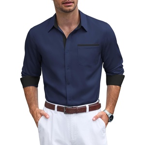 image:imageCOOFANDY Mens Dress Shirt Long Sleeve Button Down Shirt Wrinkle Free CasualNavy Blue