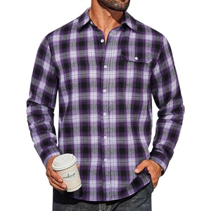 image:imageCOOFANDY Mens Flannel Plaid Shirts Long Sleeve Casual Button Down Cotton Shirt with PocketPurple Black Plaid