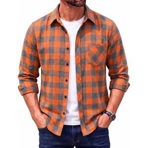 image:imageCOOFANDY Mens Flannel Plaid Shirts Long Sleeve Caual Button Down ShirtsOrange