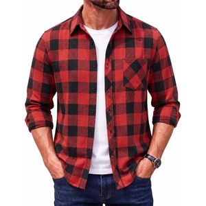 image:imageCOOFANDY Mens Flannel Plaid Shirts Long Sleeve Caual Button Down ShirtsRed