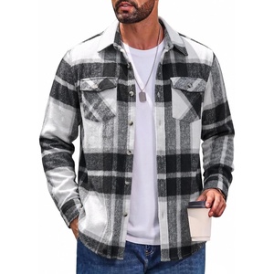 image:imageCOOFANDY Mens Flannel Shirt Jacket Long Sleeve Plaid Shacket with PocketsBlack