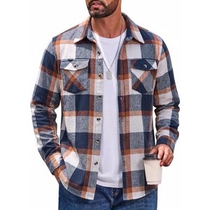 image:imageCOOFANDY Mens Flannel Shirt Jacket Long Sleeve Plaid Shacket with PocketsBlackkhaki