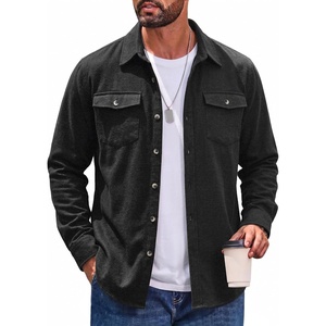 image:imageCOOFANDY Mens Flannel Shirt Jacket Long Sleeve Plaid Shacket with PocketsBlacksolid Color