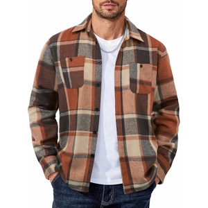 image:imageCOOFANDY Mens Flannel Shirts Long Sleeve Casual Cotton Plaid Button Down Shirt Jacket with PocketsOrangekhaki Plaid