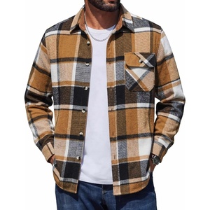 image:imageCOOFANDY Mens Flannel Shirts Long Sleeve Plaid Button Down Shirt JacketKhaki