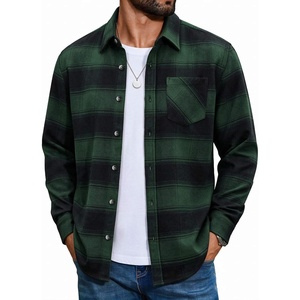 image:imageCOOFANDY Mens Flannel Shirts Long Sleeve Plaid Button Down Shirt JacketsGreen Black Plaid