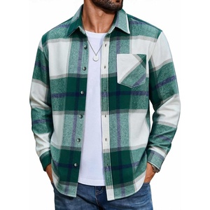 image:imageCOOFANDY Mens Flannel Shirts Long Sleeve Plaid Button Down Shirt JacketsGreen Plaid