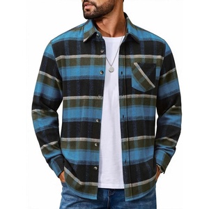 image:imageCOOFANDY Mens Flannel Shirts Long Sleeve Plaid Button Down Shirt JacketsOlive Blue Plaid
