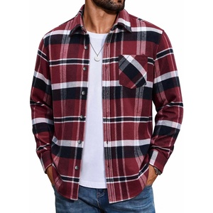 image:imageCOOFANDY Mens Flannel Shirts Long Sleeve Plaid Button Down Shirt JacketsWine Red Plaid