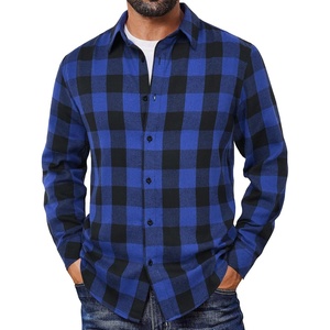 image:imageCOOFANDY Mens Flannel Shirts Long Sleeve Plaid Button Down Shirts CasualBlue Checkered