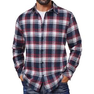 image:imageCOOFANDY Mens Flannel Shirts Long Sleeve Plaid Button Down Shirts CasualBlueRed