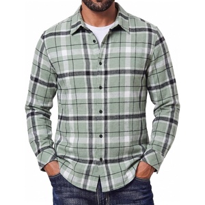 image:imageCOOFANDY Mens Flannel Shirts Long Sleeve Plaid Button Down Shirts CasualLight Green