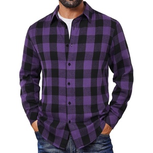 image:imageCOOFANDY Mens Flannel Shirts Long Sleeve Plaid Button Down Shirts CasualPurple
