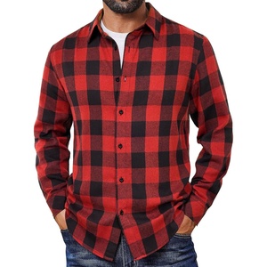 image:imageCOOFANDY Mens Flannel Shirts Long Sleeve Plaid Button Down Shirts CasualRed Checkered