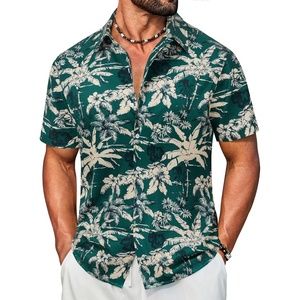 image:imageCOOFANDY Mens Hawaiian Shirt Short Sleeve Button Down Floral Aloha Shirts Tropical Vacation Beach ShirtsE  Green Palm Tree