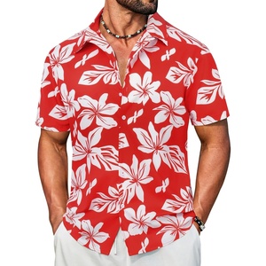 image:imageCOOFANDY Mens Hawaiian Shirt Short Sleeve Button Down Floral Aloha Shirts Tropical Vacation Beach ShirtsI  Red  White Floral