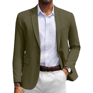 image:imageCOOFANDY Mens Herringbone Blazer Slim Fit Cotton Sport Coats Two Buttons Casual Suit JacketDark Green