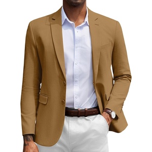 image:imageCOOFANDY Mens Herringbone Blazer Slim Fit Cotton Sport Coats Two Buttons Casual Suit JacketLight Brown