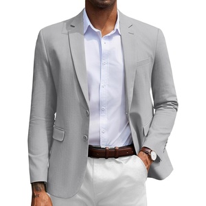 image:imageCOOFANDY Mens Herringbone Blazer Slim Fit Cotton Sport Coats Two Buttons Casual Suit JacketLight Gray