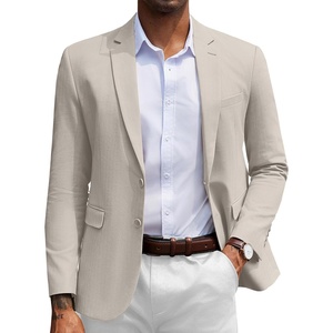 image:imageCOOFANDY Mens Herringbone Blazer Slim Fit Cotton Sport Coats Two Buttons Casual Suit JacketLight Khaki