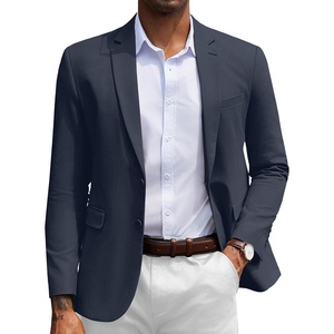 image:imageCOOFANDY Mens Herringbone Blazer Slim Fit Cotton Sport Coats Two Buttons Casual Suit JacketNavy Blue