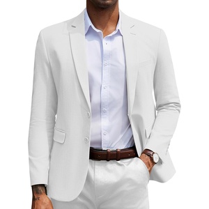 image:imageCOOFANDY Mens Herringbone Blazer Slim Fit Cotton Sport Coats Two Buttons Casual Suit JacketWhite