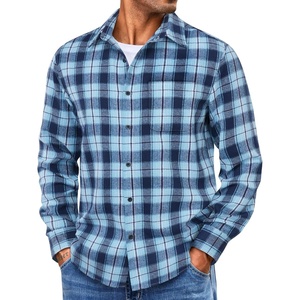 image:imageCOOFANDY Mens Lightweight Flannel Shirt Long Sleeve Plaid Shirt with PocketBlue