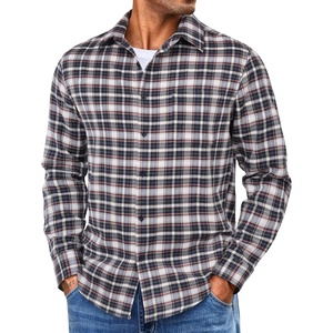 image:imageCOOFANDY Mens Lightweight Flannel Shirt Long Sleeve Plaid Shirt with PocketBlue White