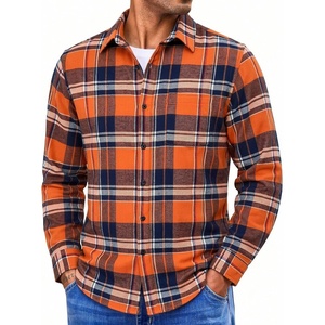 image:imageCOOFANDY Mens Lightweight Flannel Shirt Long Sleeve Plaid Shirt with PocketOrange