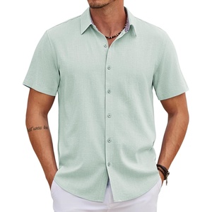 image:imageCOOFANDY Mens Linen Shirt Casual Short Sleeve Button Down Shirts Summer Beach Vacation TopsLight Green