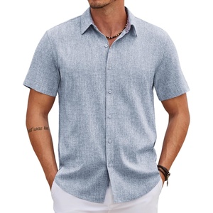 image:imageCOOFANDY Mens Linen Shirt Casual Short Sleeve Button Down Shirts Summer Beach Vacation TopsNavy