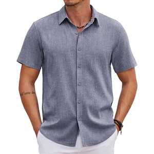 image:imageCOOFANDY Mens Linen Shirt Casual Short Sleeve Button Down Shirts Summer Beach Vacation TopsNavy Blue