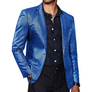 image:imageCOOFANDY Mens Metallic Jacket Casual Sport Coat 70s Party Disco OutfitsBlue