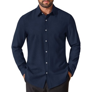 image:imageCOOFANDY Mens Oxford Shirt Cotton Long Sleeve RegularFit Dress Shirt Wrinkle Free Casual Button Down ShirtsNavy Blue
