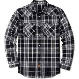 image:imageCOOFANDY Mens Plaid Flannel Shirts Long Sleeve Western Pearl Snap Shirts Fall Button Down Shirt for MenBlack Grey
