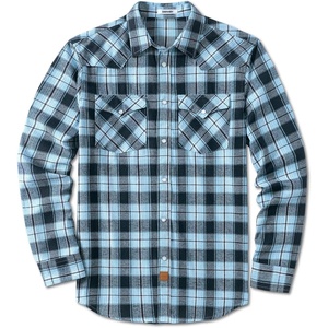 image:imageCOOFANDY Mens Plaid Flannel Shirts Long Sleeve Western Pearl Snap Shirts Fall Button Down Shirt for MenBlue Black