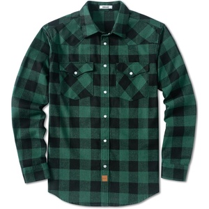 image:imageCOOFANDY Mens Plaid Flannel Shirts Long Sleeve Western Pearl Snap Shirts Fall Button Down Shirt for MenGreen Black