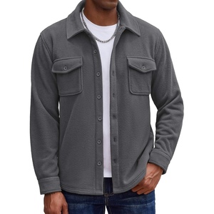 image:imageCOOFANDY Mens Polar Fleece Shirt Jacket Long Sleeve Casual Button Down Shirts Shacket with PocketsGray