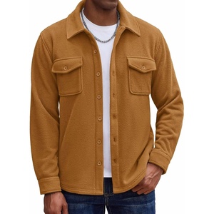 image:imageCOOFANDY Mens Polar Fleece Shirt Jacket Long Sleeve Casual Button Down Shirts Shacket with PocketsLight Brown