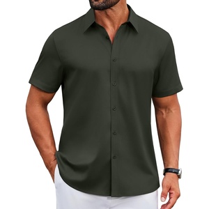 image:imageCOOFANDY Mens Untucked Dress Shirts Short Sleeve Casual Button Down ShirtArmy Green