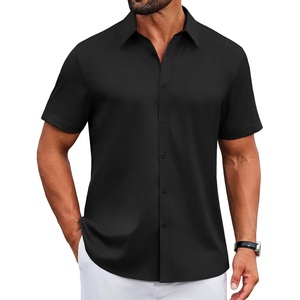 image:imageCOOFANDY Mens Untucked Dress Shirts Short Sleeve Casual Button Down ShirtBlack