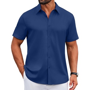 image:imageCOOFANDY Mens Untucked Dress Shirts Short Sleeve Casual Button Down ShirtBlue