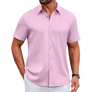 image:imageCOOFANDY Mens Untucked Dress Shirts Short Sleeve Casual Button Down ShirtPink
