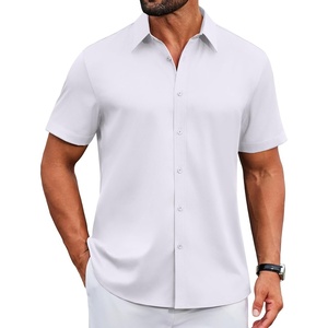 image:imageCOOFANDY Mens Untucked Dress Shirts Short Sleeve Casual Button Down ShirtWhite