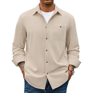 image:imageCOOFANDY Mens Waffle Button Down Shirt Long Sleeve Corduroy Shirt JacketBeige