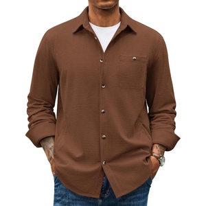 image:imageCOOFANDY Mens Waffle Button Down Shirt Long Sleeve Corduroy Shirt JacketCaramel