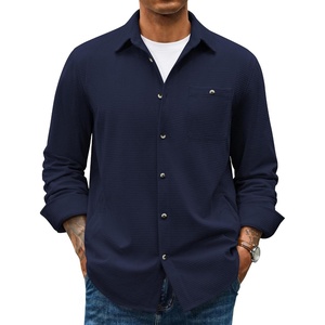 image:imageCOOFANDY Mens Waffle Button Down Shirt Long Sleeve Corduroy Shirt JacketNavy Blue